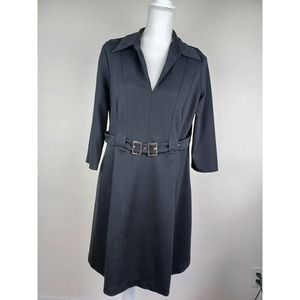 Black Collar Belt Dress